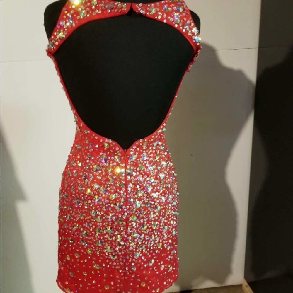 Beautiful Red Rhinestone Cocktail Dress - Picture 2 of 2